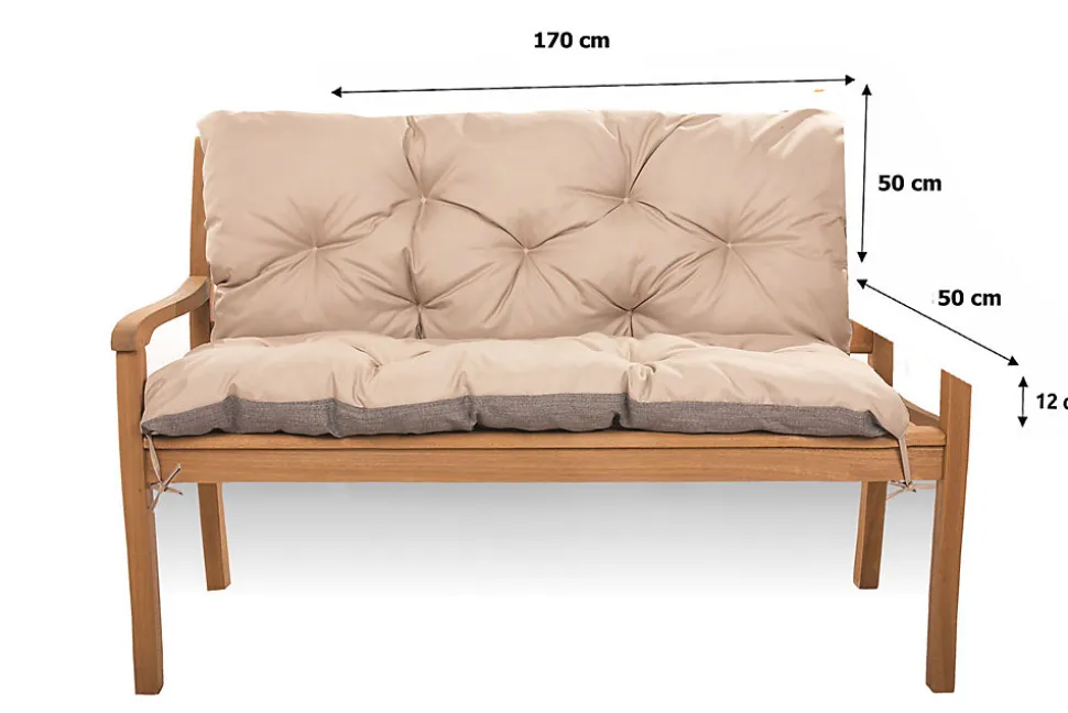 Coussin pour banc de jardin 170x50x50cm coussin de banc de jardin 3 places Beige coussin de balançoire coussin de banc extérieur
