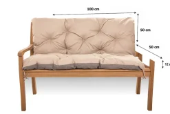 Coussin pour banc de jardin 100x50x50cm, coussin de banc de jardin Beige, coussin de balançoire extérieur, coussin de jardin