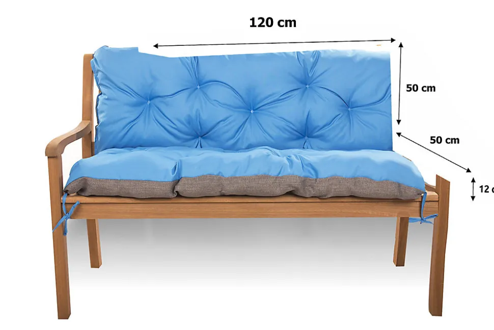 Coussin pour banc de jardin 120x50x50cm, coussin de banc de jardin Bleu coussin de banc extérieur, coussin de balançoire