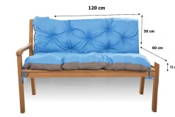 Coussin pour banc de jardin 120x60x50cm, coussin de banc de jardin Bleu coussin de banc extérieur, coussin de balançoire