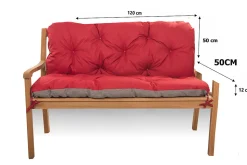 Coussin pour banc de jardin 120x50x50cm, coussin de banc de jardin Rouge coussin de banc extérieur, coussin de balançoire