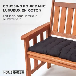 Coussin pour banc de jardin 3 places, noir - HOMESCAPES