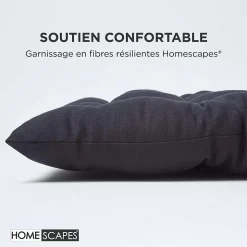 Coussin pour banc de jardin 3 places, noir - HOMESCAPES