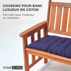 Coussin pour banc de jardin 3 places, bleu marine - HOMESCAPES
