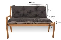 Coussin pour banc de jardin 120x50x40cm, coussin de banc de jardin Noir coussin de banc extérieur, coussin de balançoire