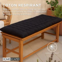Coussin pour banc de jardin 2 places, noir - HOMESCAPES