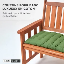 Coussin pour banc de jardin 3 places, vert foncé - HOMESCAPES