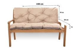 Coussin pour banc de jardin 150x50x40cm coussin de banc de jardin Beige coussin de balançoire coussin de banc extérieur
