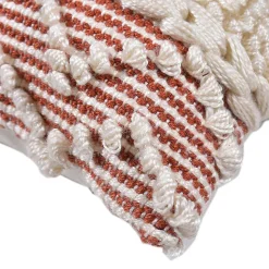 Coussin rectangle Deko & Co macramé beige et terracotta L.50 x l.30 cm