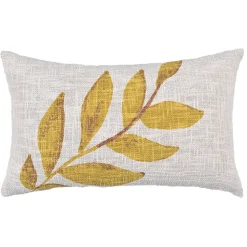 Coussin rectangle Deko & Co imprimé floral blanc et jaune L.50 x l.30 cm