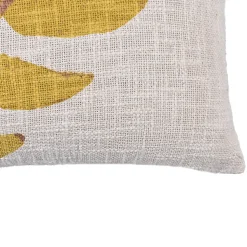 Coussin rectangle Deko & Co imprimé floral blanc et jaune L.50 x l.30 cm