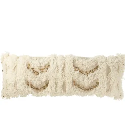 Coussin rectangle en polyester beige 100x35x12 cm