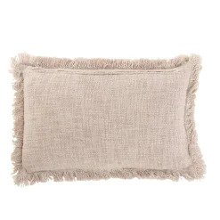 Coussin rectangulaire à franges en coton rose 60x40cm