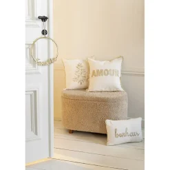 Coussin rectangulaire en textile blanc 30x45x3.5 cm