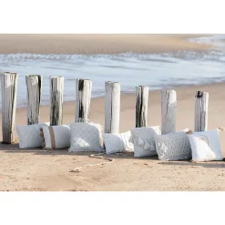 Coussin rectangulaire en textile blanc 60x37.5x13 cm