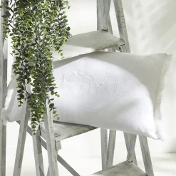 Coussin rectangulaire "Home" brodé (30x50 cm - Blanc)