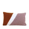 Coussin rectangulaire tissu bouclette rose