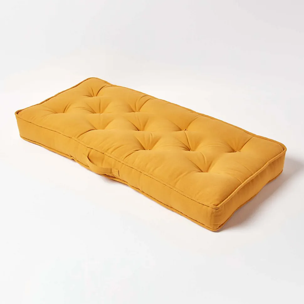 Coussin rehausseur pour canapé en coton, jaune moutarde - HOMESCAPES