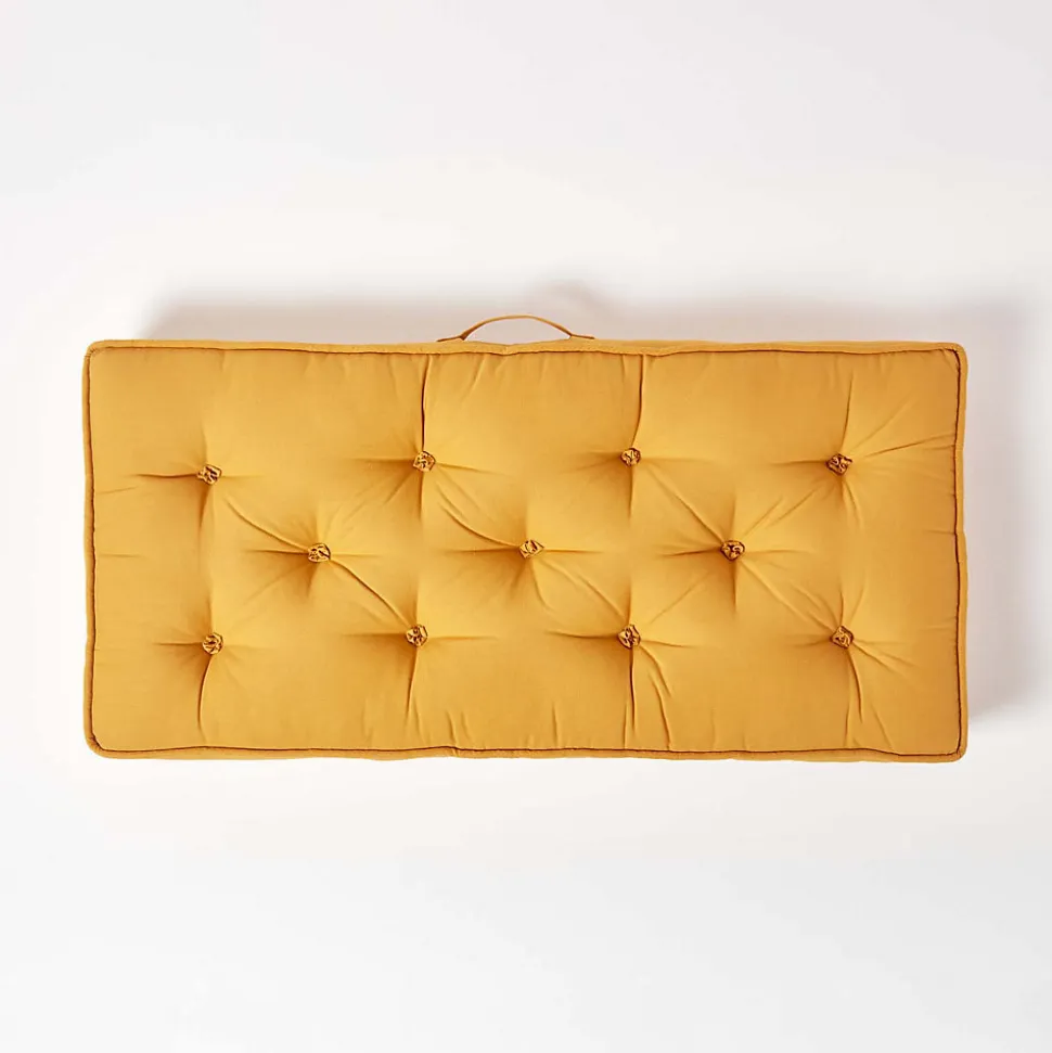 Coussin rehausseur pour canapé en coton, jaune moutarde - HOMESCAPES