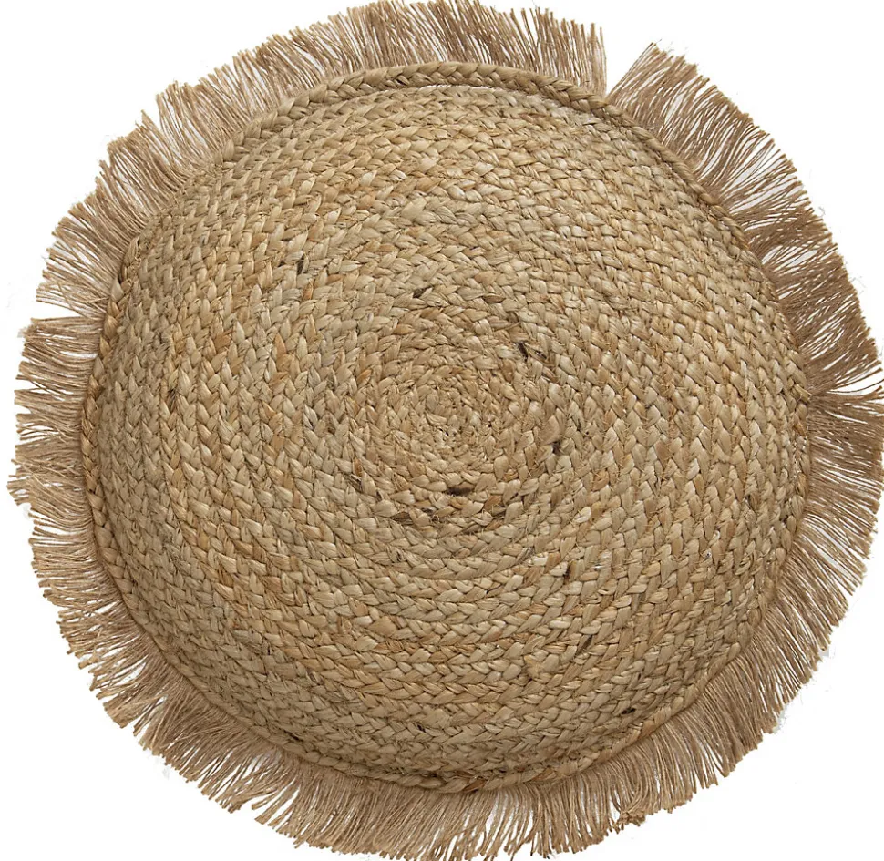 Coussin rond effet jute et raphia Ø40 x ep.3cm Deco&co