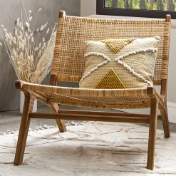 Coussin R.O.W. - plastique recyclé - jaune ocre 45x45 cm - Atmosphera