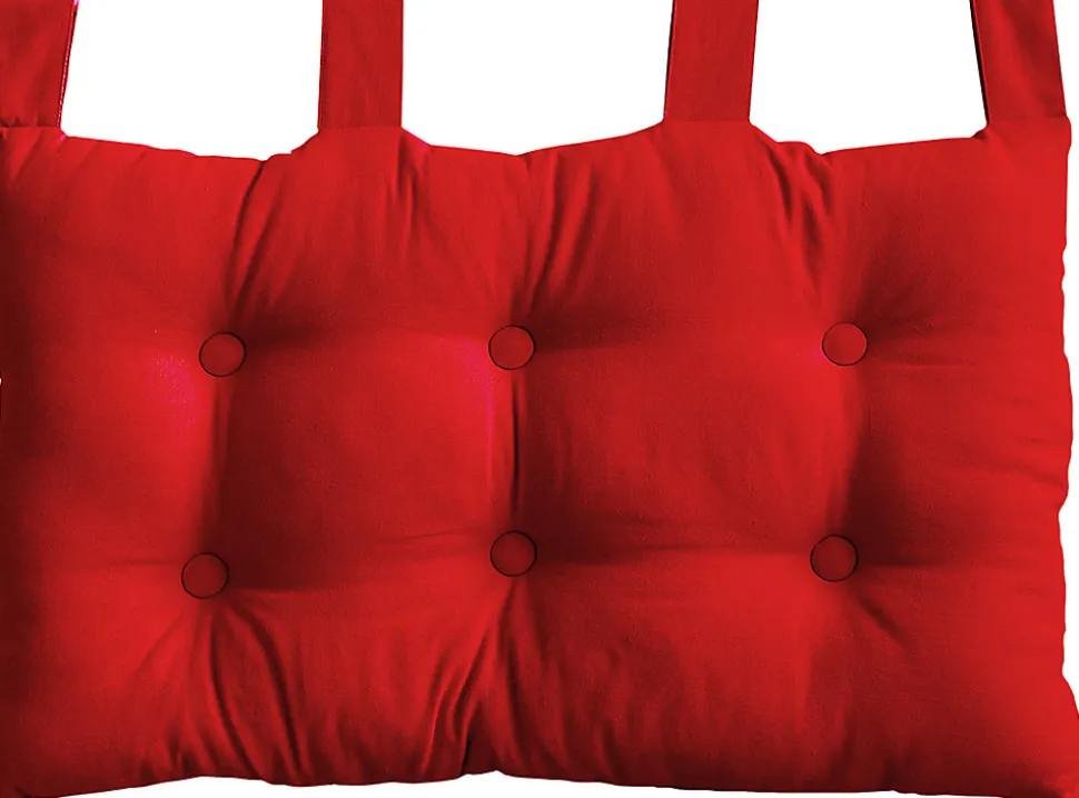 Coussin tête de lit en coton et pattes boutonnées (70x45 cm - Rouge)