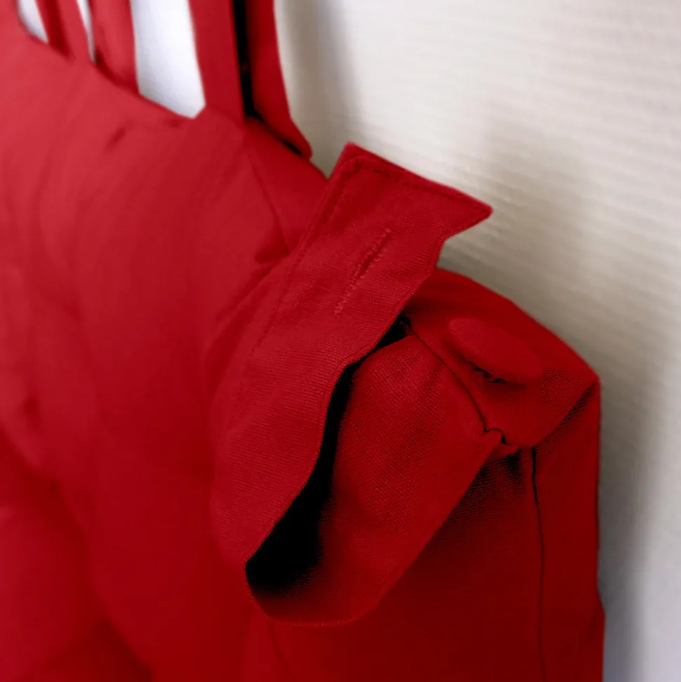 Coussin tête de lit en coton et pattes boutonnées (70x45 cm - Rouge)