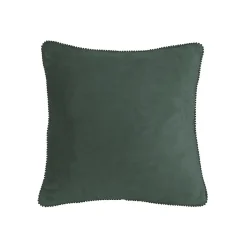 Coussin velours contour perlé KAKI 40x40