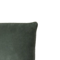 Coussin velours contour perlé KAKI 40x40
