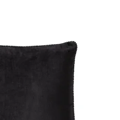 Coussin velours contour perlé NOIR 40x40