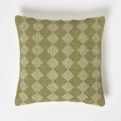 Coussin vert en coton lima, 45 x 45 cm - HOMESCAPES