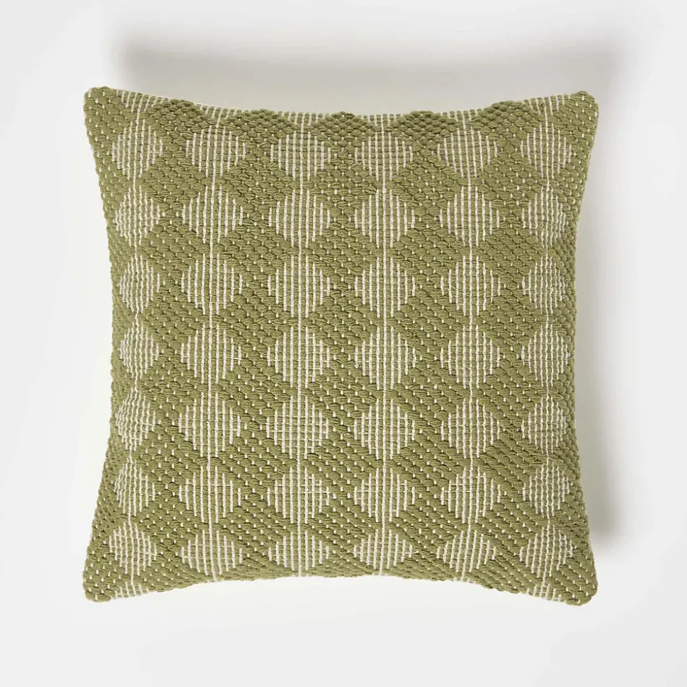 Coussin vert en coton lima, 45 x 45 cm - HOMESCAPES