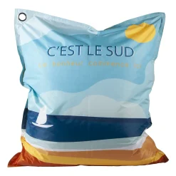 Coussin xxl imprimé " le sud " jaune, bleu 110 x 130cm Cotton Wood