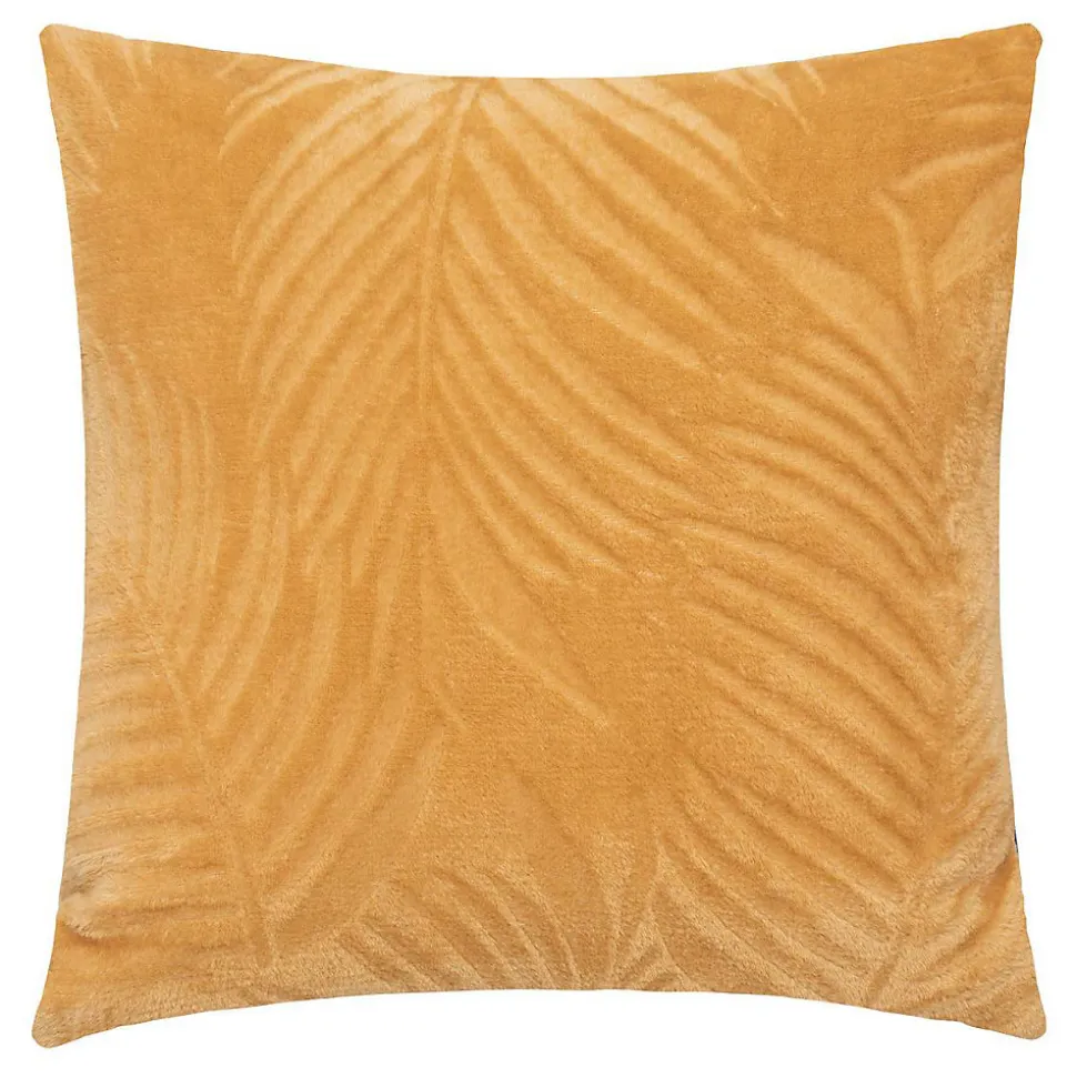 Coussin Zoa en flanelle 40x40cm jaune ocre - Atmosphera