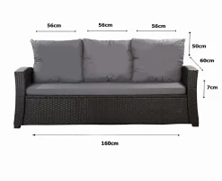 Coussins canapé meubles de jardin en résine tressée Anthracite Coussins balançoire 160x60x50cm Coussin de banc de jardin 3 places