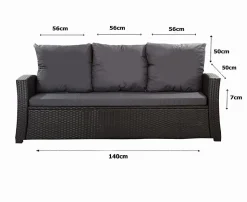 Coussins de canapé meubles de jardin en résine tressée Tressée Noir, Coussins balançoire 140x50x50 Coussin de banc de jardin