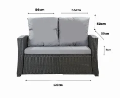 Coussins de canapé meubles de jardin en résine tressée 120x50x50cm Gris, Coussins balançoire Coussin pour banquette 2 places