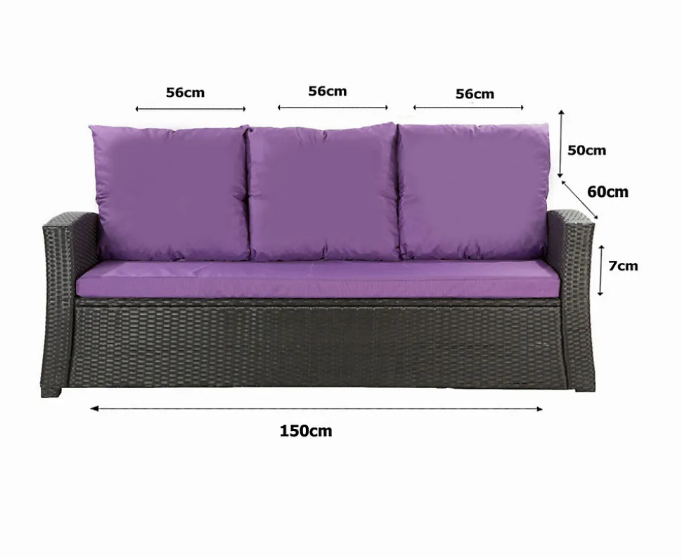 Coussins de canapé meubles de jardin en résine tressée Violet, Coussins balançoire d'extérieur 150x60x50 Coussin de banc de jardin