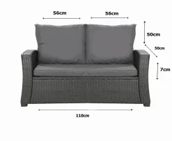 Coussins de canapé meubles de jardin en résine tressée Anthracite, Coussins balançoire 110x50x50 Coussin pour banquette 2places