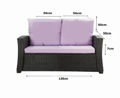Coussins de canapé meubles de jardin en résine tressée 120x50x50cm Violet, Coussins balançoire Coussin pour banquette 2 places