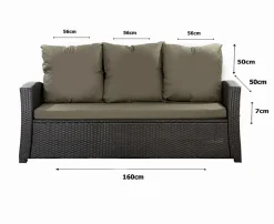 Coussins de canapé meubles de jardin en résine tressée Vert Coussins extérieur 160x50x50cm Coussin de banc de jardin 3 places