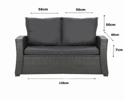 Coussins de canapé meubles de jardin en résine tressée Tressée Noir, Coussins balançoire 120x60x50cm Coussin de banc extérieur
