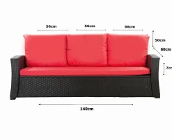 Coussins de canapé meubles de jardin en résine tressée Rouge, Coussins balançoire 140x60x50cm Coussin de banc de jardin extérieur