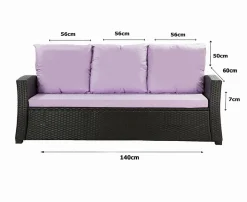 Coussins de canapé meubles de jardin en résine tressée Violet, Coussins balançoire 140x60x50cm Coussin de banc de jardin extérieur