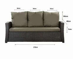 Coussins de canapé meubles de jardin en résine tressée Vert, Coussins balançoire 170x60x50cm Coussin de banc de jardin 3 places