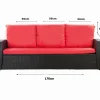 Coussins de canapé meubles de jardin en résine tressée Rouge Coussins balançoire 170x50x50cm Coussin de banc de jardin 3 places