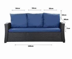 Coussins de canapé meubles de jardin en résine tressée Bleu Coussins balançoire 160x60x50cm Coussin de banc de jardin 3 places