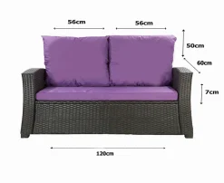 Coussins de canapé meubles de jardin en résine tressée Violet, Coussins balançoire 120x60x50cm Coussin de banc extérieur