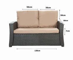 Coussins de canapé meubles de jardin en résine tressée Beige, Coussins balançoire 130x60x50cm Coussin de banc extérieur -Mix