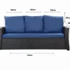 Coussins de canapé meubles de jardin en résine tressée Bleu Coussins balançoire 170x50x50cm Coussin de banc de jardin 3 places